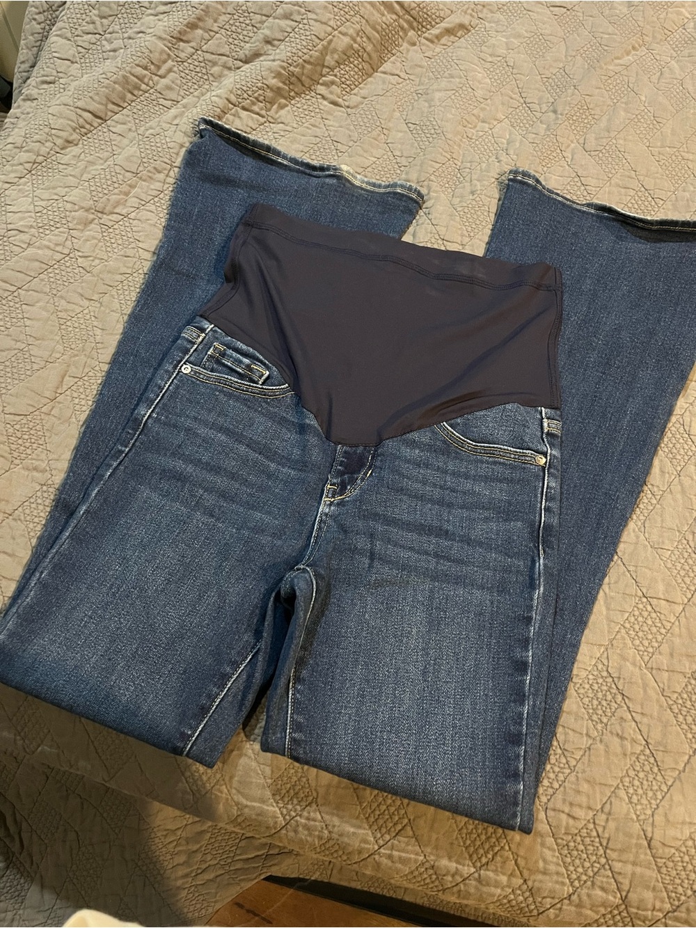 Pinkblush Dark Blue Flare Maternity Jeans